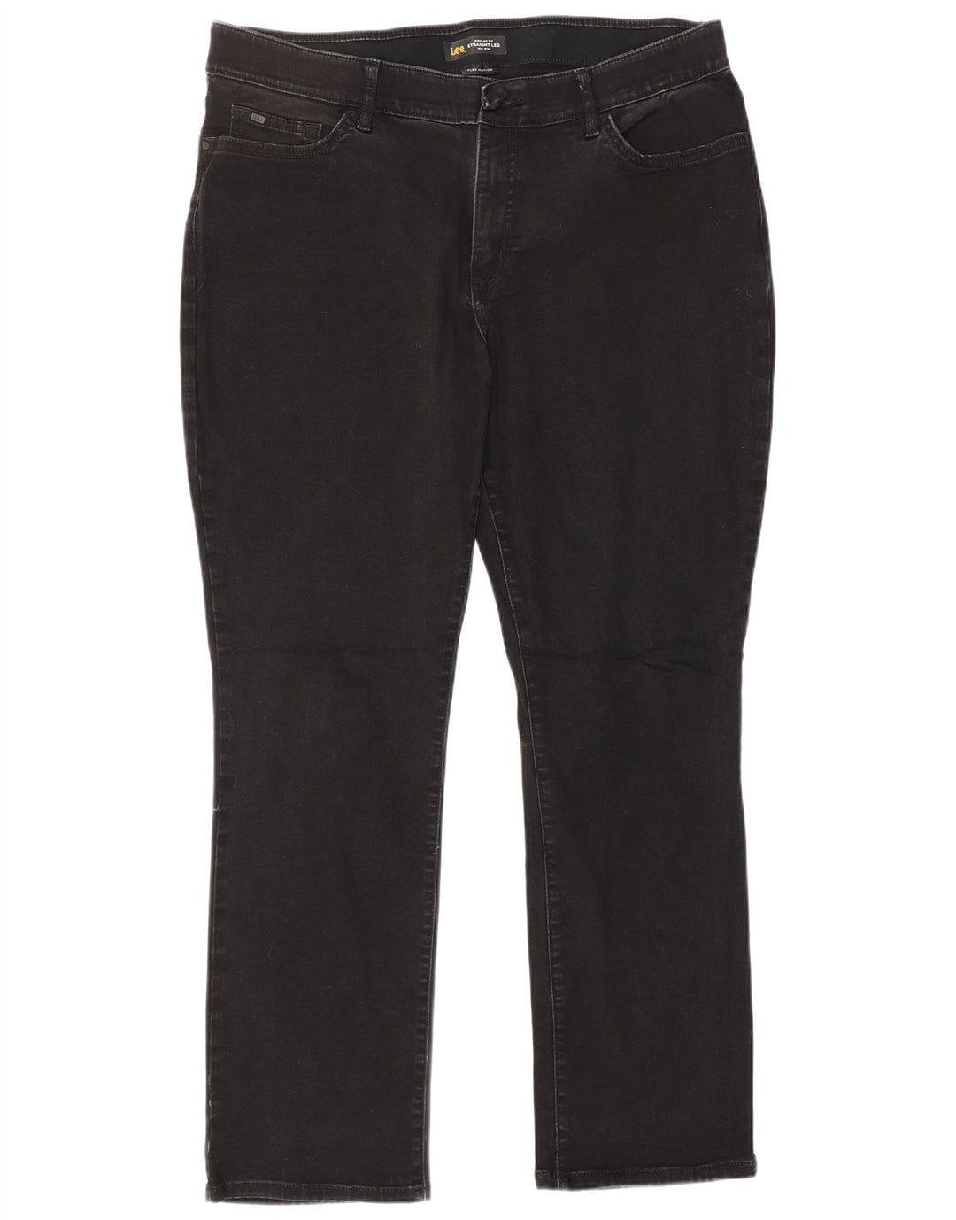 Damskie proste dżinsy Lee ze średnim stanem US 18 2XL W38 L30, czarna bawełna