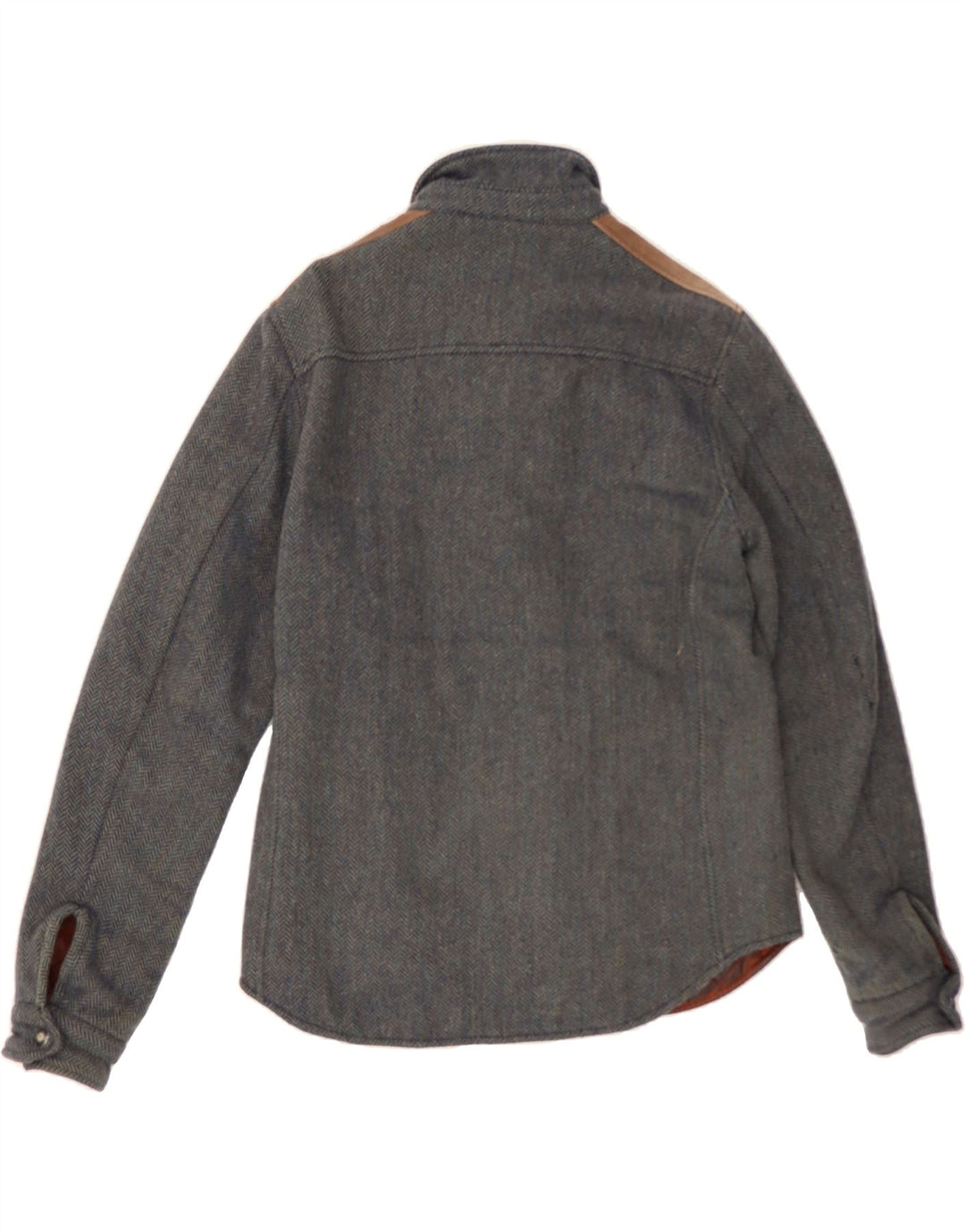 SCOTCH & SODA Mens Bomber Jacket UK 38 Medium Navy Blue Herringbone Wool Vintage Scotch & Soda and Second-Hand Scotch & Soda from Messina Hembry 