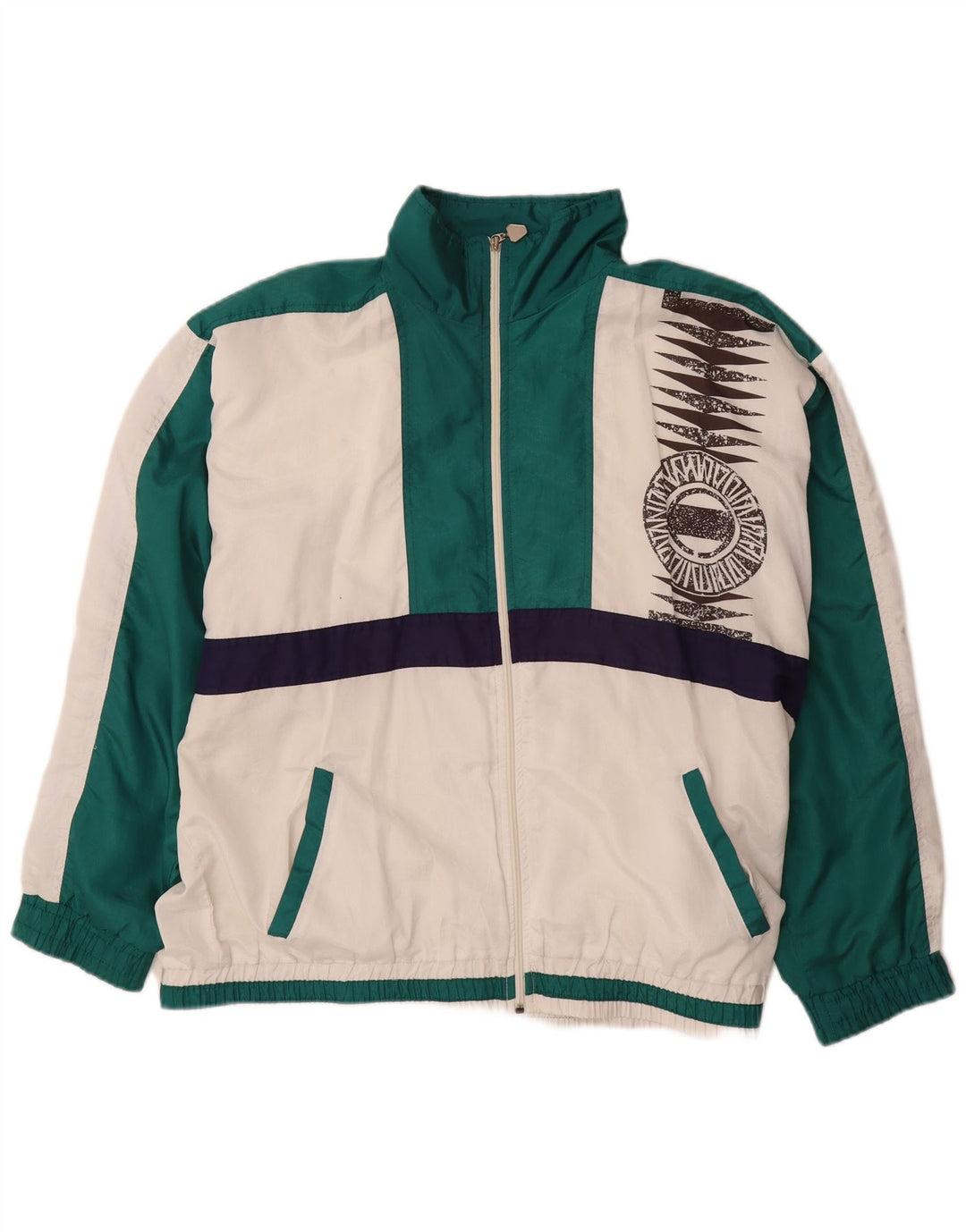 Męska kurtka dresowa COSMOS UK 16, duża, biała, z blokami kolorów