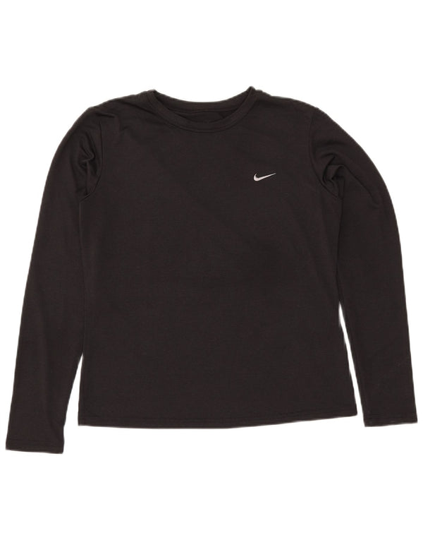 Damska koszulka NIKE Dri Fit z długim rękawem, US 8/10, średni czarny poliester