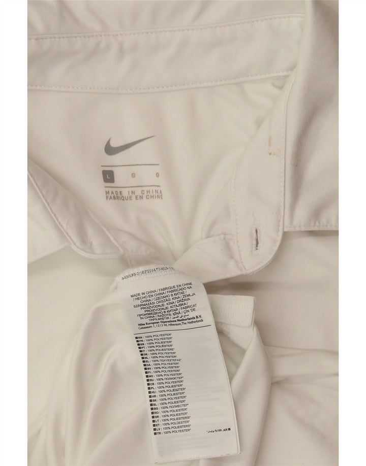 Męska koszulka polo NIKE, duża, biała, poliestrowa
