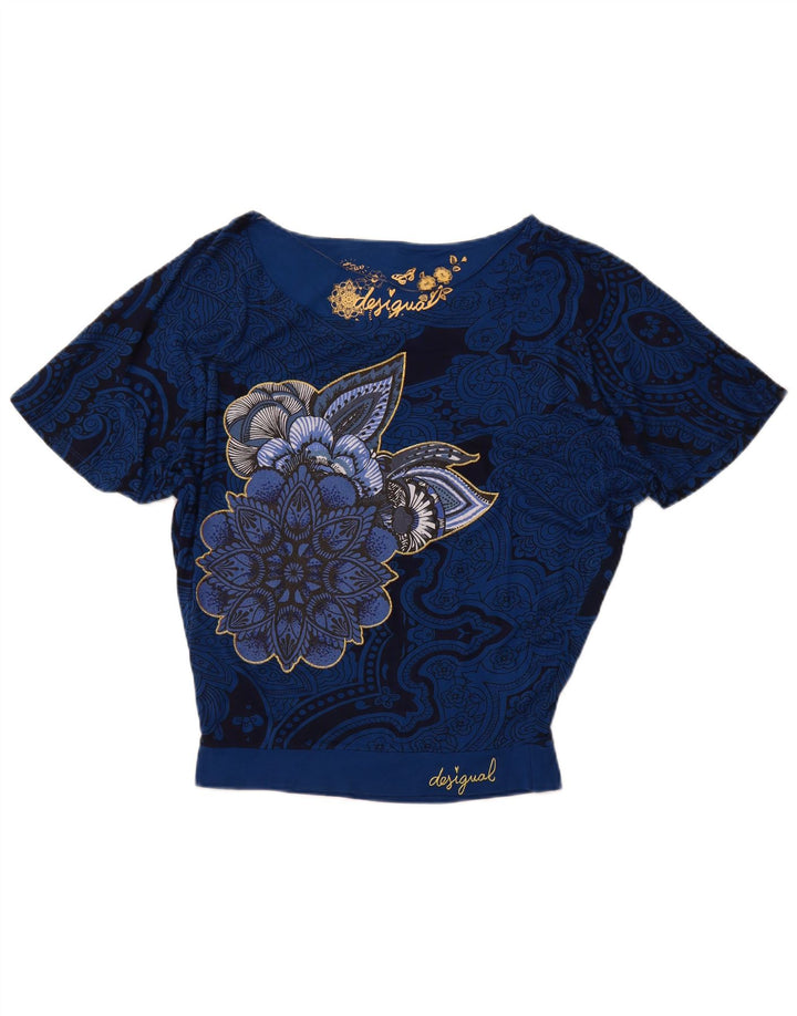 DESIGUAL Damska bluzka oversize Batwing Top UK 10 Small Blue Paisley
