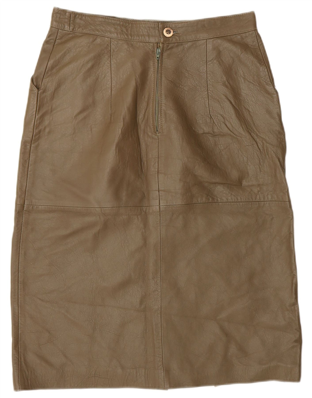Vintage damska skórzana spódnica IT 44 Medium W28 Khaki