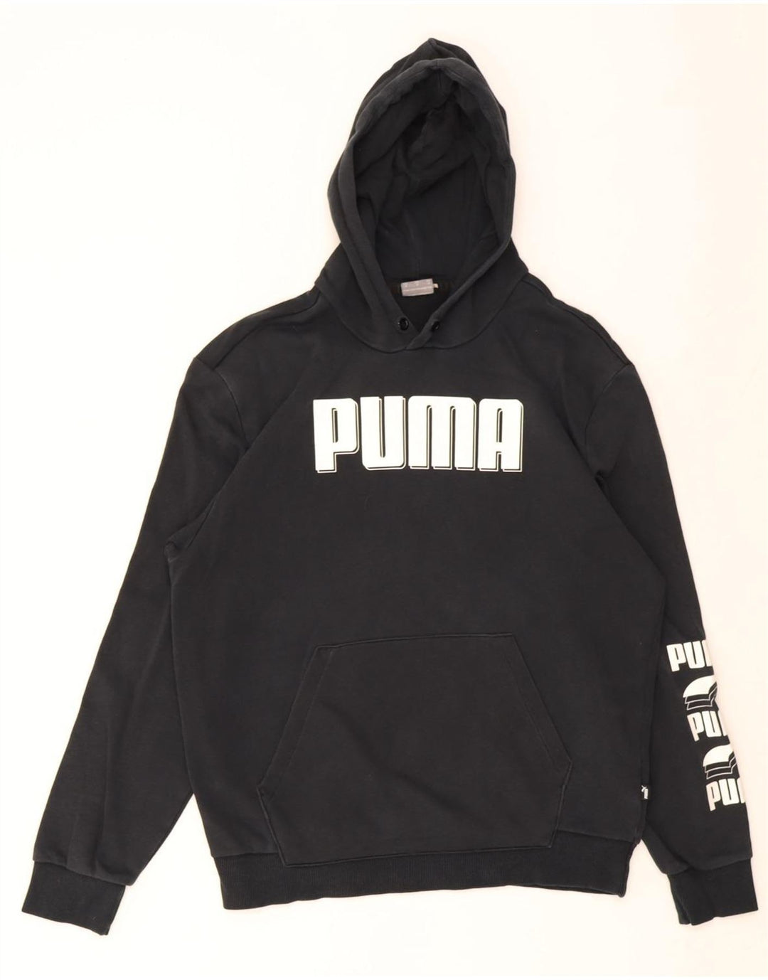 Męski sweter z kapturem Puma z grafiką, średni czarny, bawełniany
