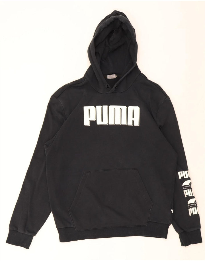 Męski sweter z kapturem Puma z grafiką, średni czarny, bawełniany