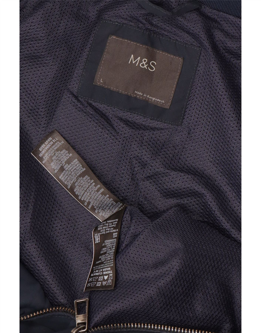 Męska kurtka bomber Marks & Spencer UK 40, duża granatowa, poliestrowa