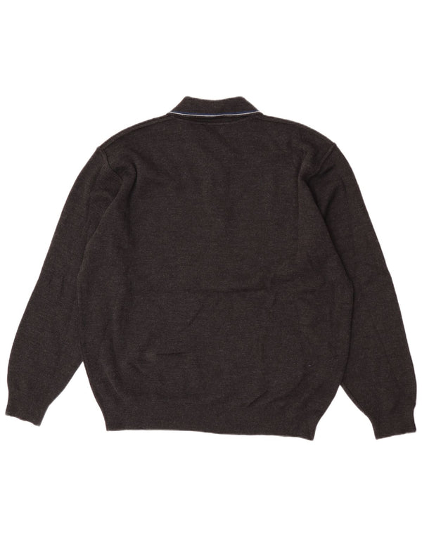 Il Granchio Męski sweter polo XL z czarnej wełny w paski