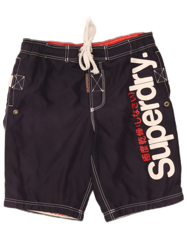 Męskie spodenki kąpielowe Superdry z grafiką, średni granatowy poliester