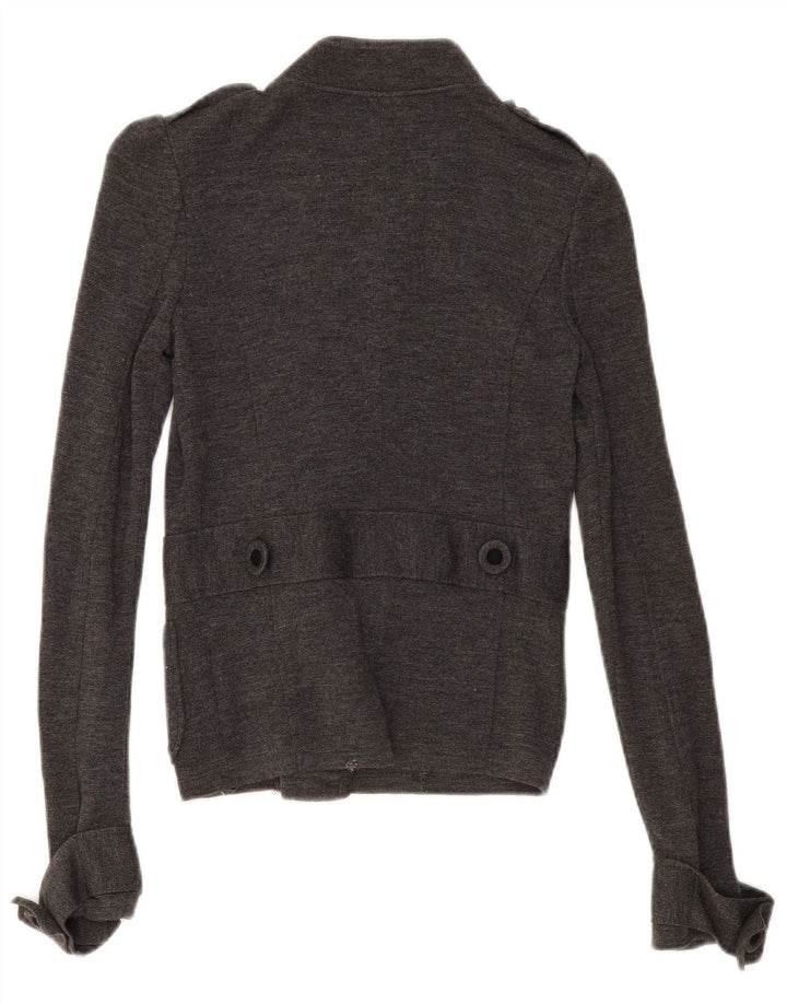 Damski sweter rozpinany z podwójnymi piersiami Armani IT 38 XS Szara wełna