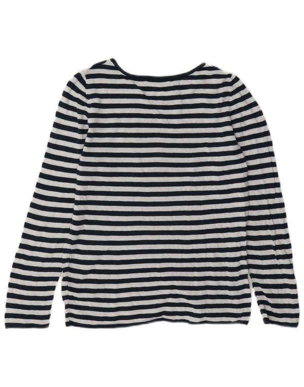 Top damski w stylu vintage z długim rękawem, UK 12, średniej wielkości, czarny, bawełniany w paski