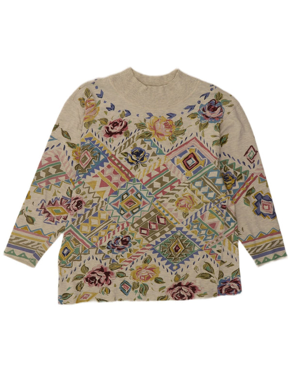 Damska bluzka Together UK 14, średnia, zielona, w kwiaty, bawełniana, artystyczna