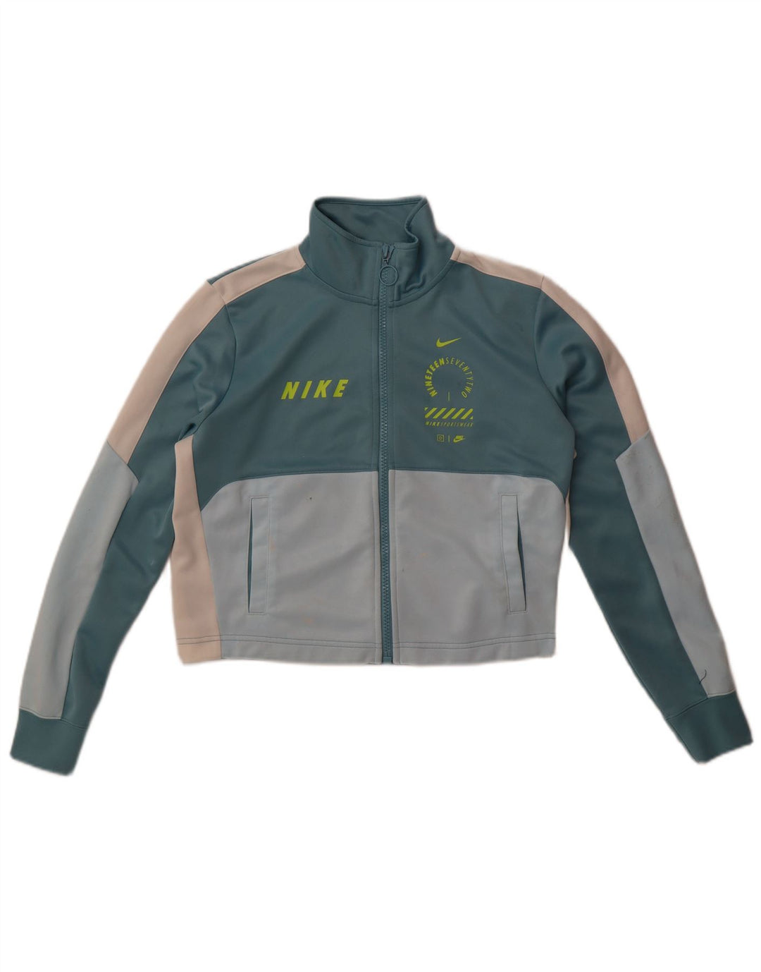 Nike Womens Oversized Graphic Tracksuit Top Jacket UK 10 Small Blue