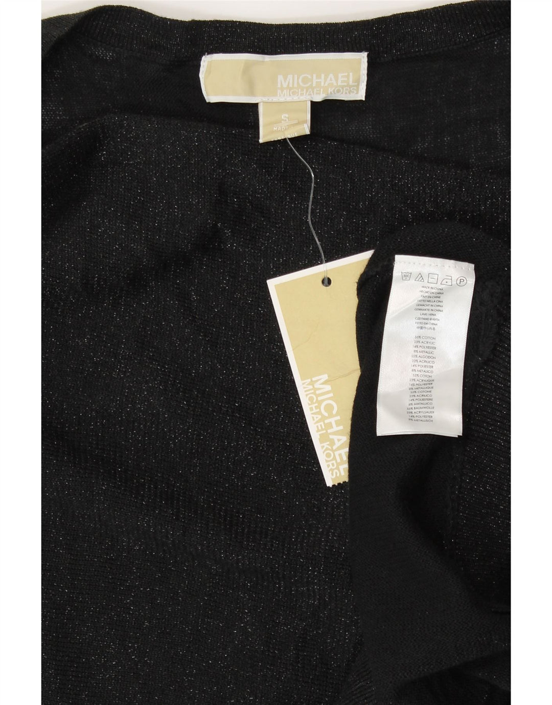 Damska bluzka bez rękawów Michael Kors Top UK 10, mała, czarna bawełna