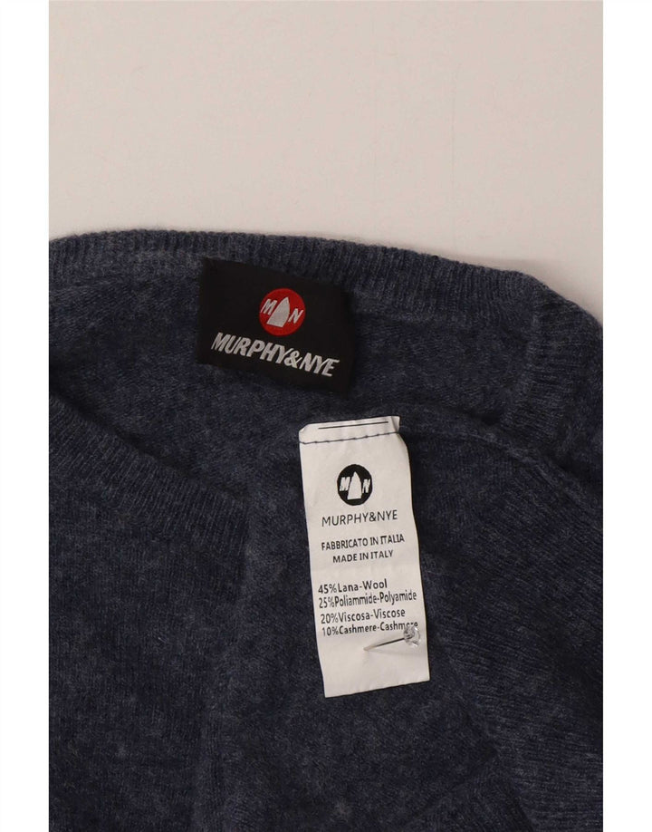 Męski sweter z okrągłym dekoltem Murphy & Nye Średni granatowy, wełniany nakrapiany