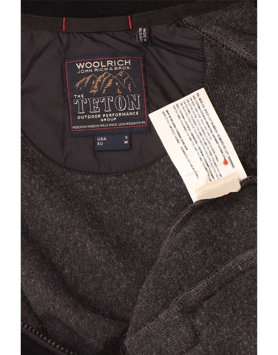Woolrich Męski sweter kardigan, mała czarna wełna z blokami kolorów