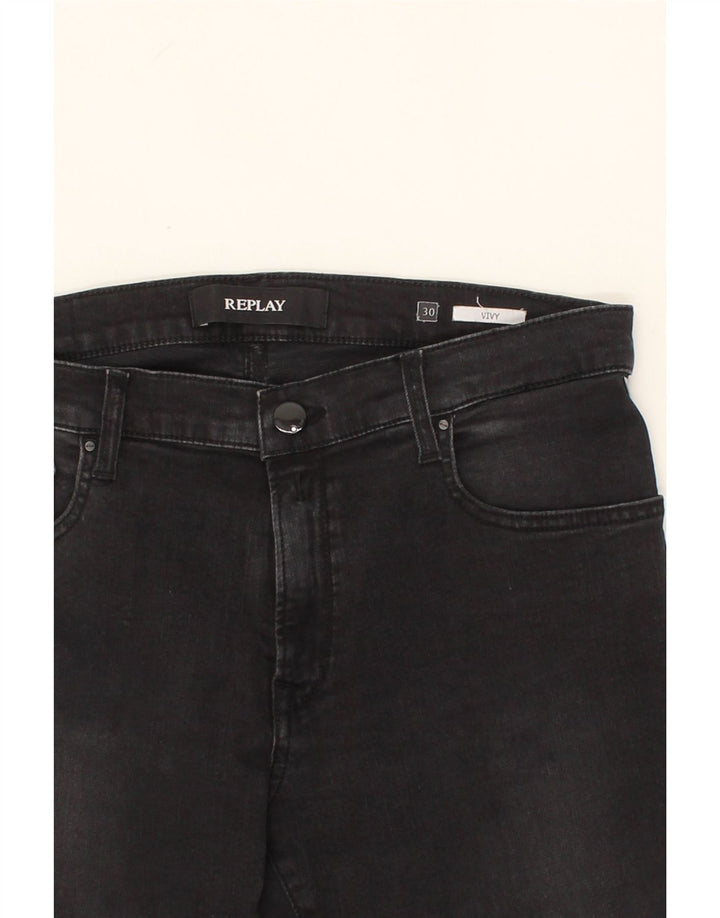 REPLAY Womens Slim Jeans W30 L28 Black Vintage Replay and Second-Hand Replay from Messina Hembry 