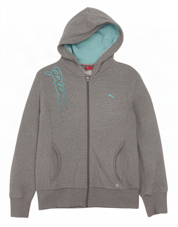 Damski sweter Puma z grafiką i zamkiem błyskawicznym UK 16, duży, szary, bawełniany