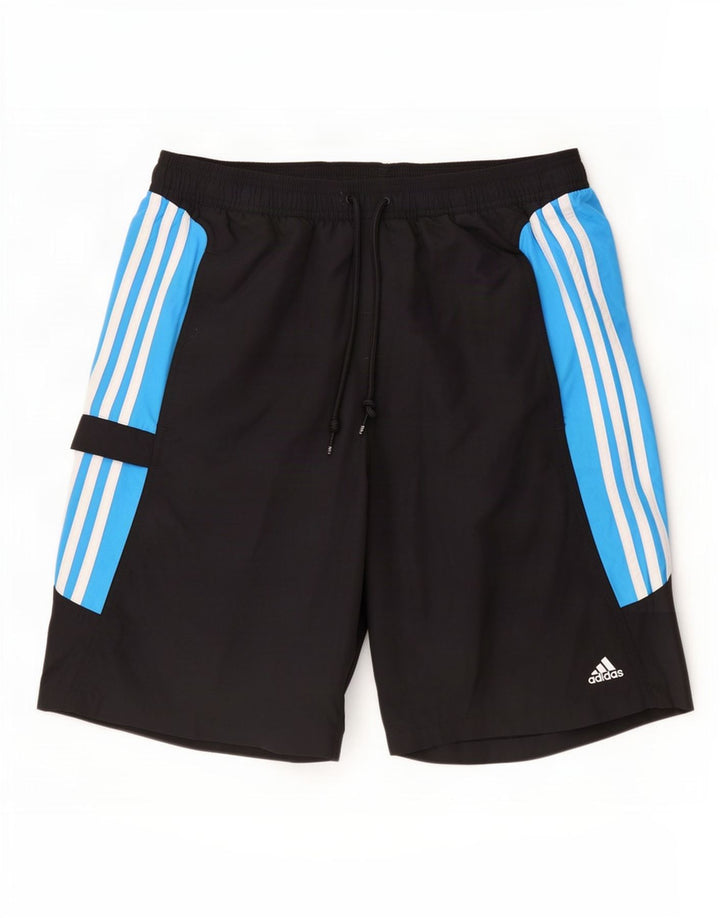 Męskie spodenki kąpielowe Adidas, duże, czarne, z blokami kolorów, poliestrowe