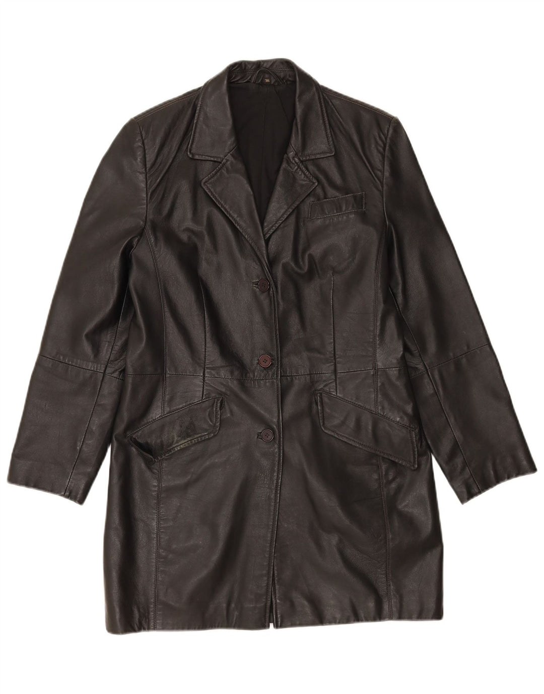 Vintage damski płaszcz skórzany oversize EU 36, mała czarna skóra