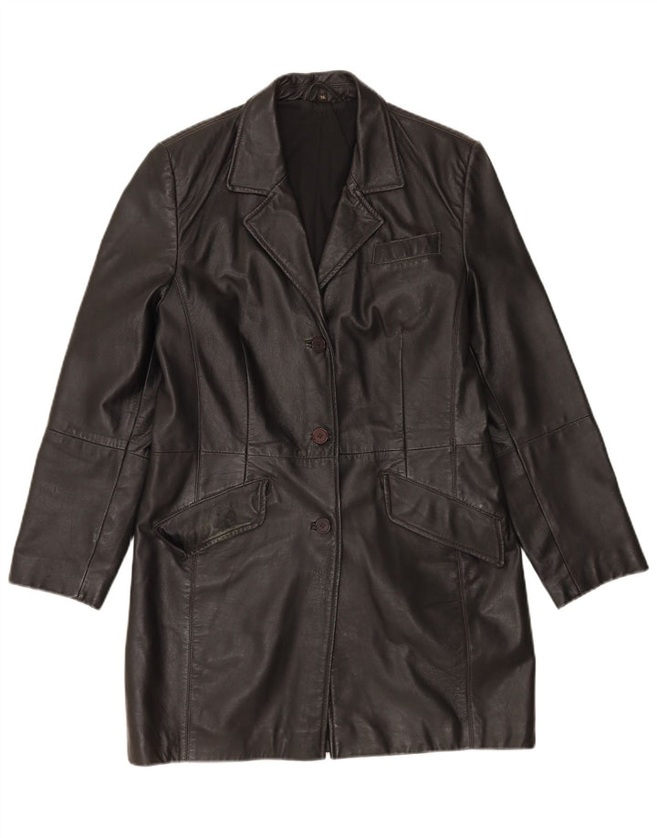 Vintage damski płaszcz skórzany oversize EU 36, mała czarna skóra