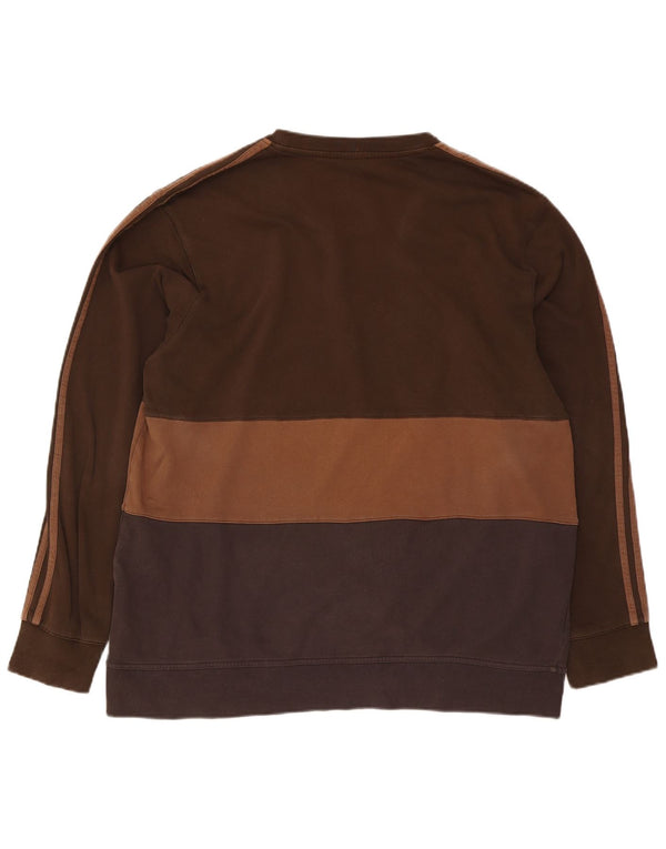 Bluza męska Adidas Jumper 2XL Brązowa bawełna z blokami kolorów