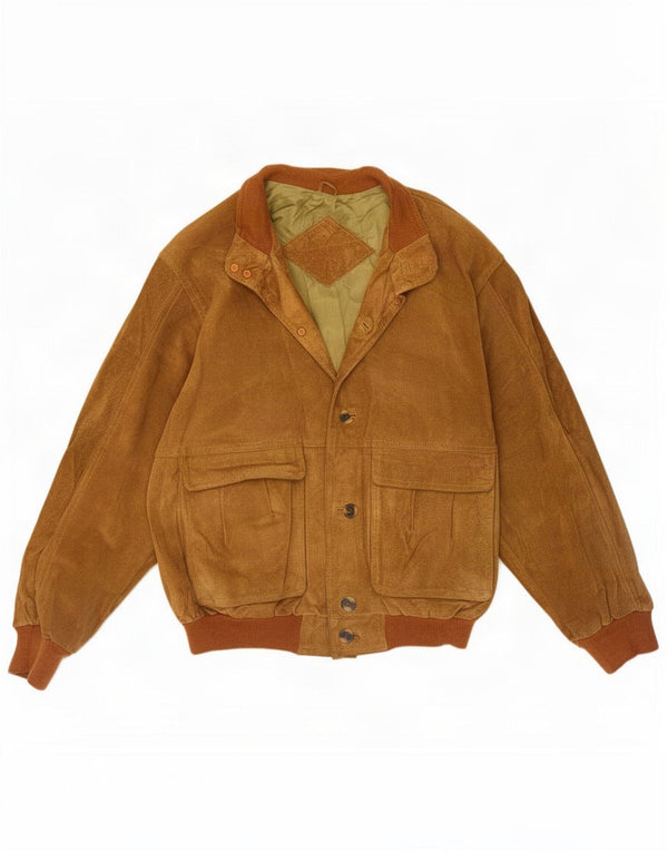 Vintage męska zamszowa kurtka bomber IT 50 duża brązowa skóra