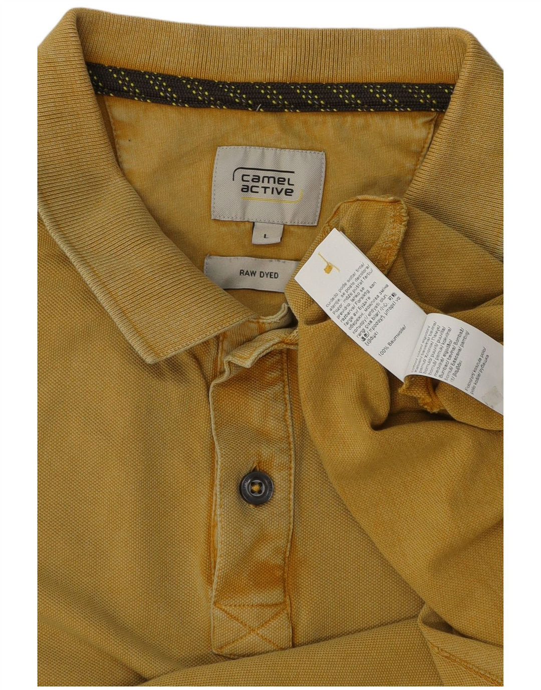 Męska koszulka polo Camel Active, barwiona na surowo, duża, żółta bawełna