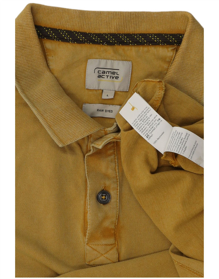 Męska koszulka polo Camel Active, barwiona na surowo, duża, żółta bawełna