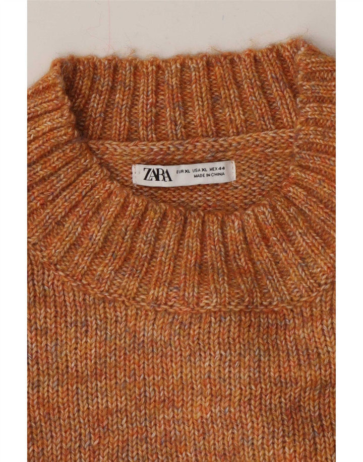 Męski sweter Zara z okrągłym dekoltem XL, brązowy, nakrapiany