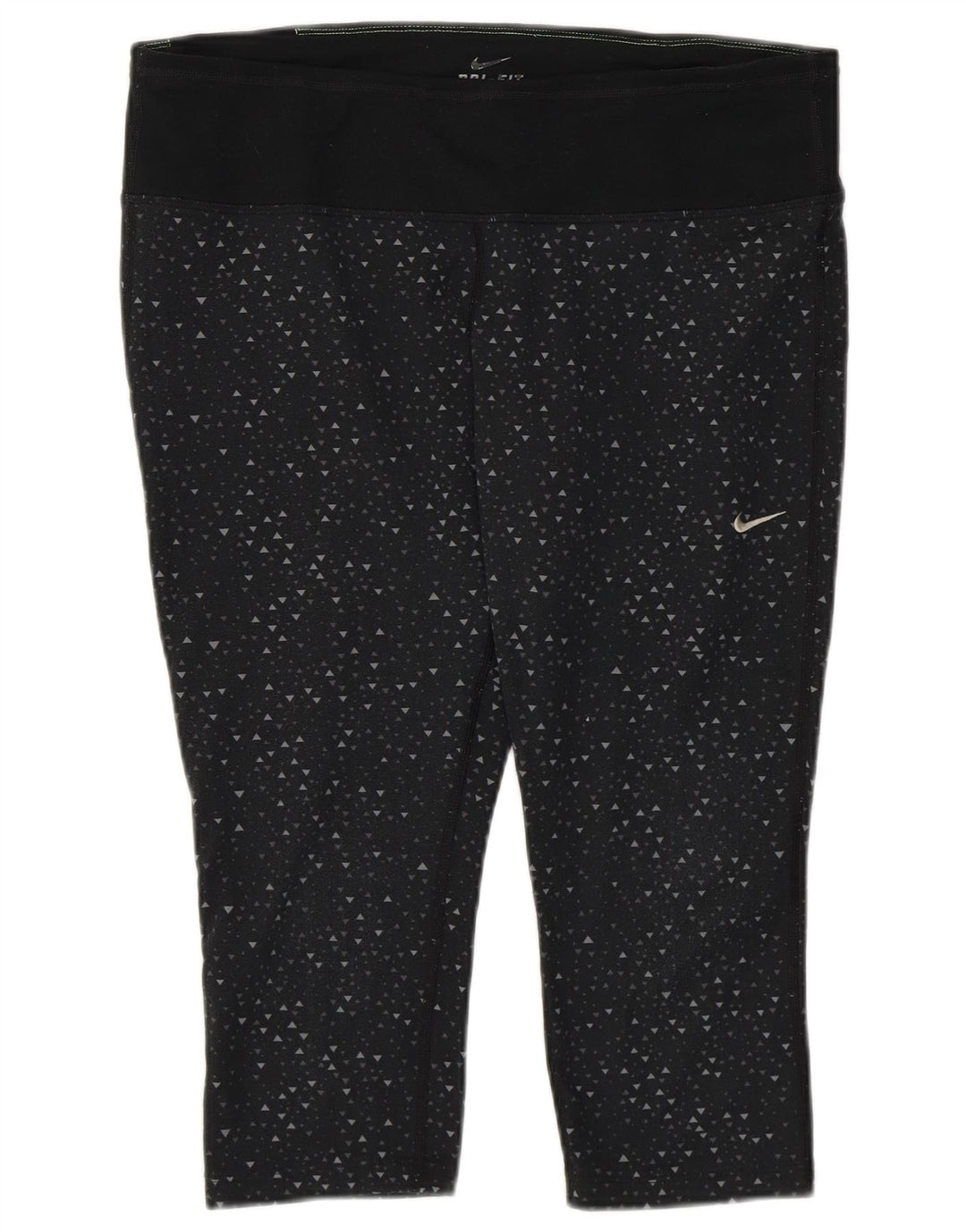 Damskie legginsy Nike Dri Fit Capri UK 16, duży czarny geometryczny poliester