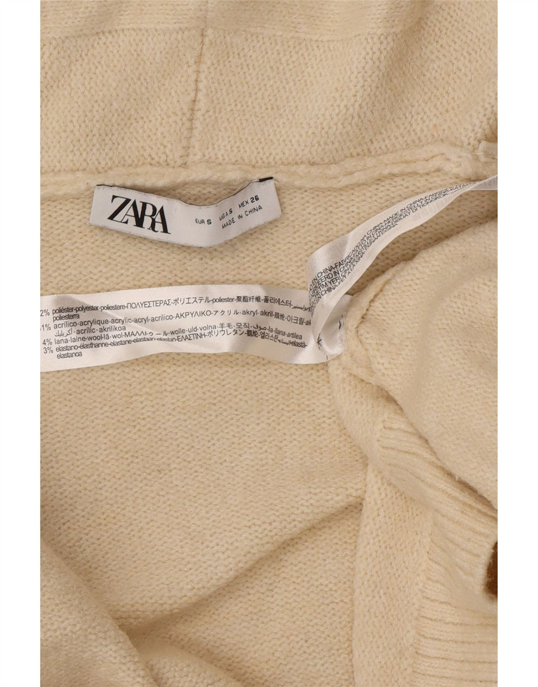 Damski sweter oversize z długim rękawem Zara, UK 10, mały, w kolorze złamanej bieli