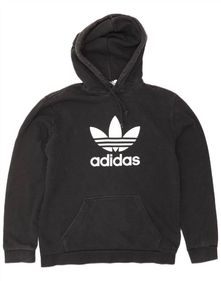 ADIDAS Mens Graphic Hoodie Jumper Medium Black Cotton