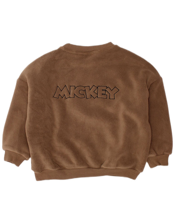 ZARA Chłopięcy sweter polarowy z Myszką Miki w wieku 18-24 miesięcy, brązowy, bawełniany