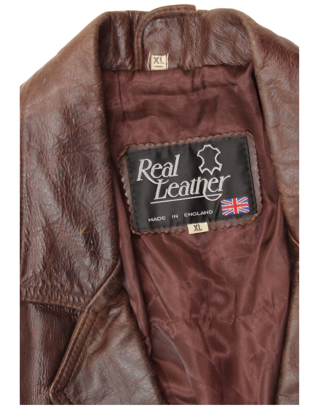 Męska kurtka skórzana VINTAGE UK 42 XL Brązowa skóra