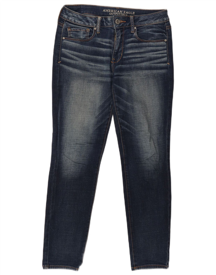 Damskie jeansy skinny AMERICAN EAGLE UK 12 Medium W28 L27 Granatowa bawełna