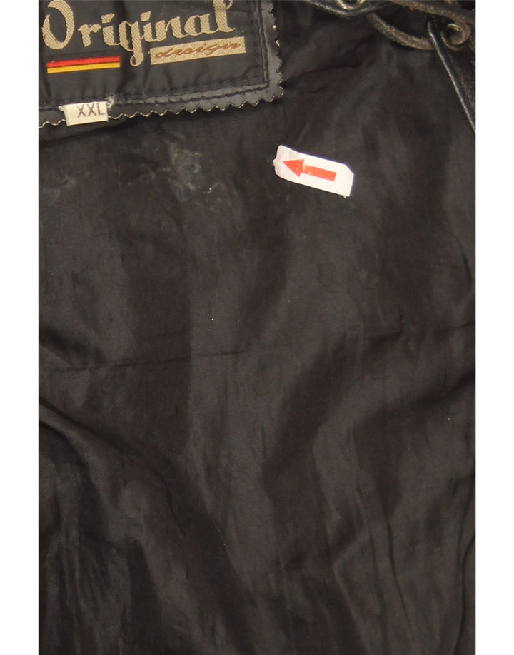 Vintage damska kamizelka skórzana UK 20 2XL czarna skóra