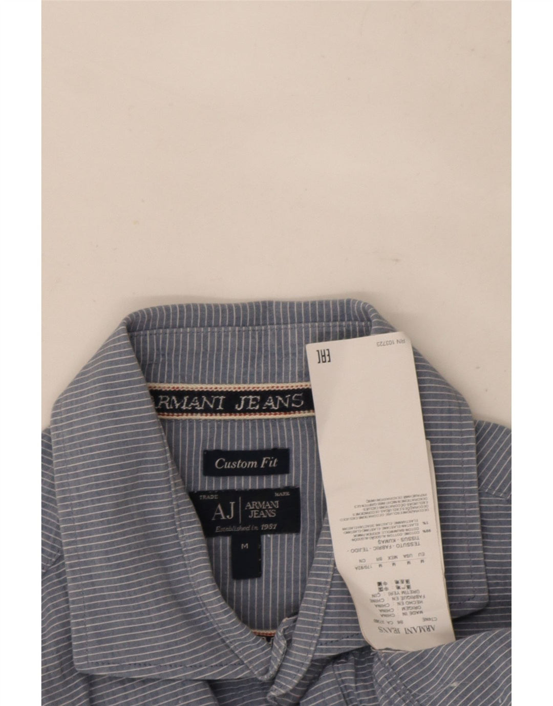 Męska koszula o dopasowanym kroju Armani Jeans, bawełniana w średnie niebieskie prążki