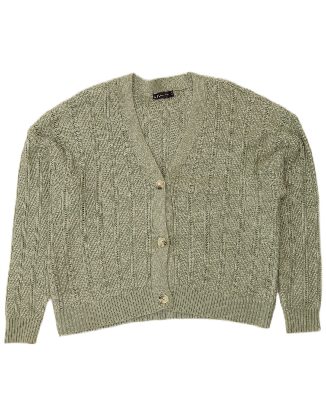 Marks & Spencer Damski sweter kardigan UK 18 XL Zielony poliester
