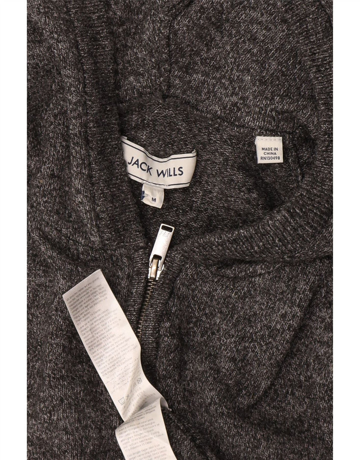 Męski sweter rozpinany Jack Wills z kapturem, średnioszary, nakrapiany poliester