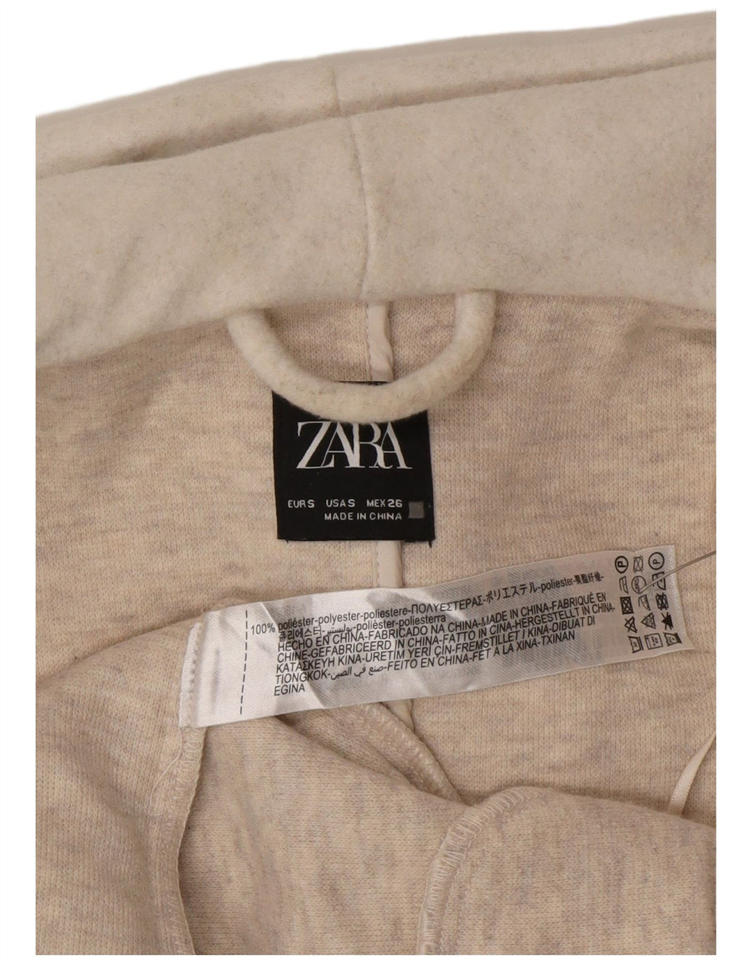 Damski płaszcz z kapturem, oversize, dwurzędowy Zara UK 10, mały, w kolorze złamanej bieli