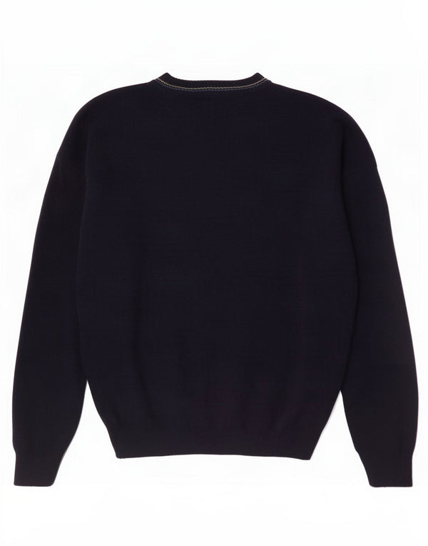 Sweter męski z okrągłym dekoltem w stylu vintage IT 52/54, duży granatowy