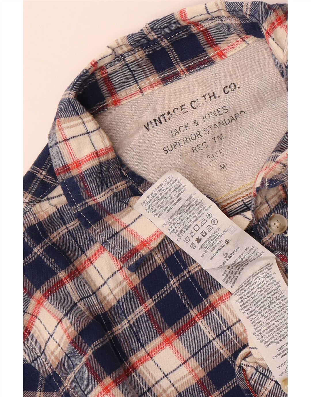 Koszula flanelowa męska Jack & Jones, bawełniana, w średnią granatową kratkę