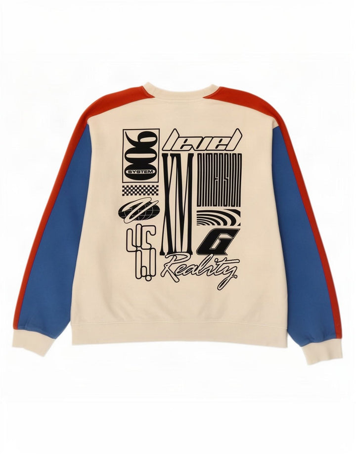 Męska bluza z grafiką Topman, duża, biała, z blokami kolorów