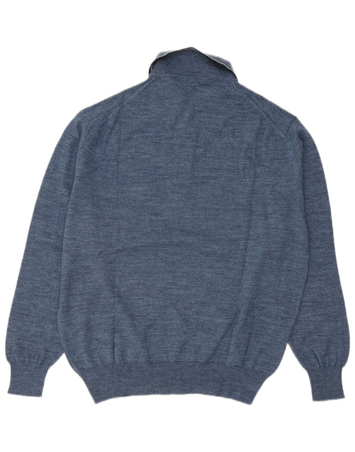 Canda Męski sweter polo IT 48/50 Średni niebieski z dziewiczej wełny