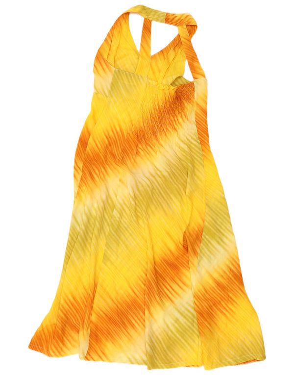 Vintage damska sukienka Maxi Halter UK 18 XL Żółty poliester typu tie-dye