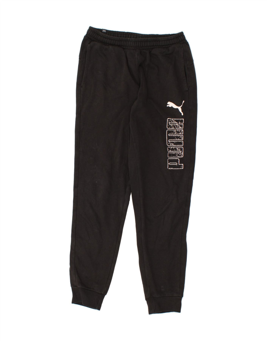 PUMA Mens Graphic Tracksuit Trousers Joggers Small  Black Vintage Puma and Second-Hand Puma from Messina Hembry 