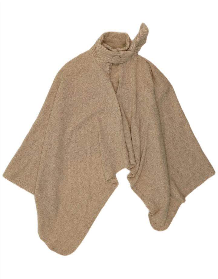 Damski sweter poncho VINTAGE w jednym rozmiarze, beżowy, z owczej wełny
