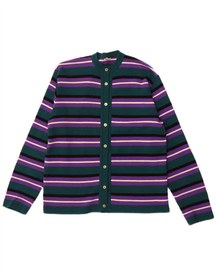 DRALON Womens Cardigan Sweater IT 46 Large Multicoloured Striped Acrylic