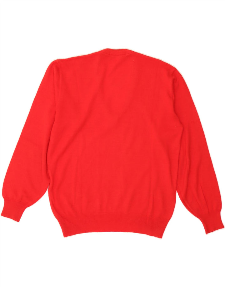 VINTAGE Womens V-Neck Jumper Sweater UK 16 Large Red Wool Vintage Vintage and Second-Hand Vintage from Messina Hembry 