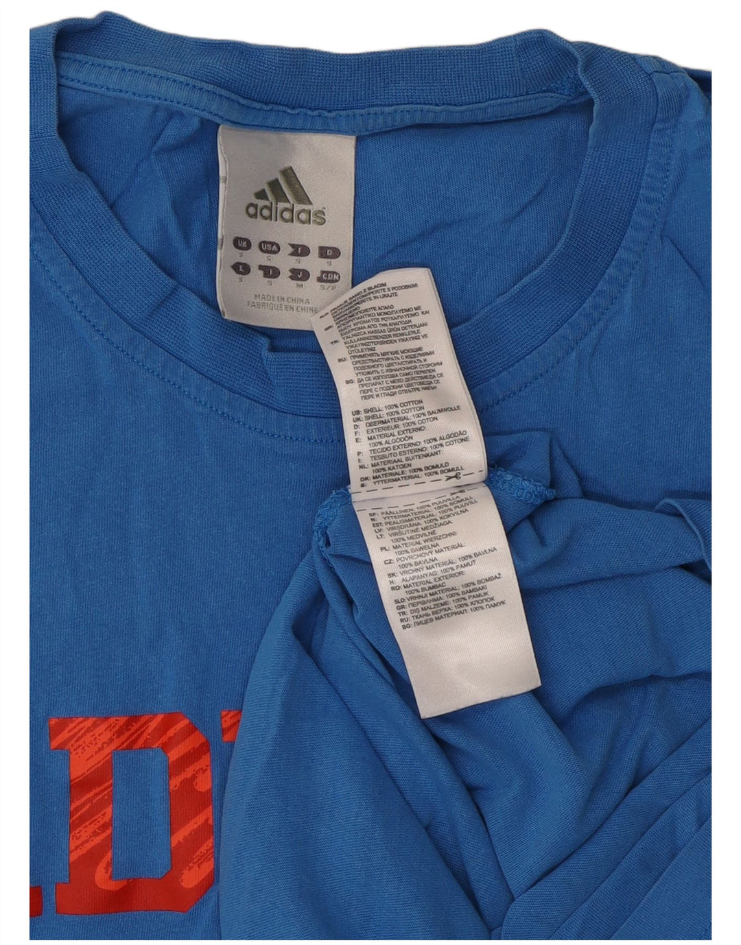 Męska koszulka z grafiką Adidas, mała, niebieska, bawełniana
